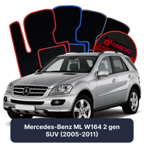 Velours-Autofußmatten OMEVO für Mercedes-Benz ML W164 2 gen SUV (2005-2011)