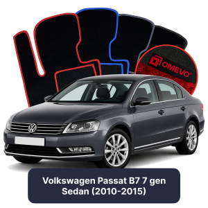 OMEVO Velours-Autofußmatten für Volkswagen Passat B7 7 gen Limousine (2010-2015)