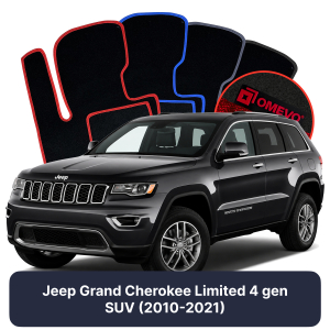 OMEVO Velours-Autofußmatten für Jeep Grand Cherokee Limited 4 gen SUV (2010-2021)