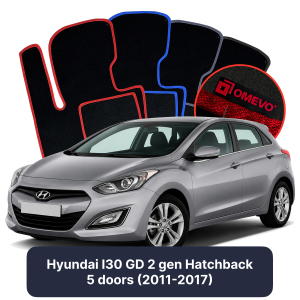 OMEVO Velours-Autofußmatten für Hyundai I30 GD 2 gen Kompakt 5 Türer (2011-2017)