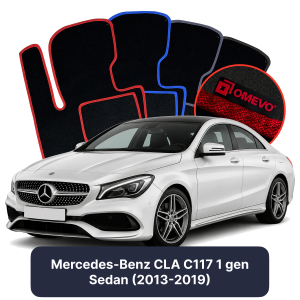 OMEVO Velours-Autofußmatten für Mercedes-Benz CLA C117 1 gen Limousine (2013-2019)
