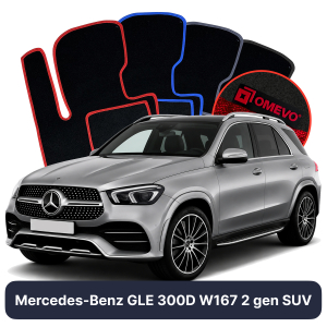 OMEVO Velours-Autofußmatten für Mercedes-Benz GLE 300D W167 2 gen SUV (2019-2025)