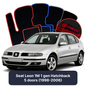Velours-Autofußmatten OMEVO für Seat Leon 1M 1 gen Kompakt 5 Türer (1998-2006)