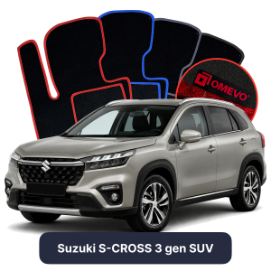OMEVO Velours-Autofußmatten für Suzuki S-CROSS 3 gen SUV (2021-2025)