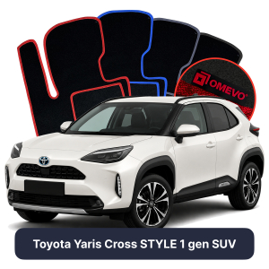 OMEVO Velours-Autofußmatten für Toyota Yaris Cross STYLE 1 gen SUV (2020-2025)