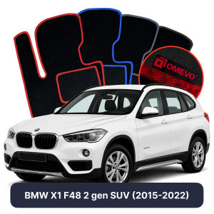 OMEVO Velours-Autofußmatten für BMW X1 F48 2 gen SUV (2015-2022)