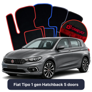 OMEVO Velours-Autofußmatten für Fiat Tipo 1 gen Kompakt 5 Türer (2015-2025)