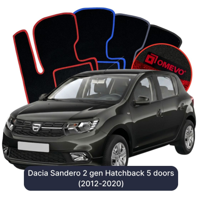 Velours-Autofußmatten OMEVO für Dacia Sandero 2 gen Kompakt 5 Türer (2012-2020)