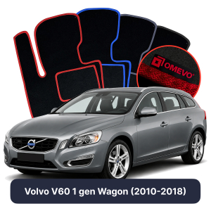 OMEVO Velours-Autofußmatten für Volvo V60 1 gen Kombi (2010-2018)