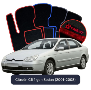 OMEVO Velours-Autofußmatten für Citroën C5 1 gen Limousine (2001-2008)