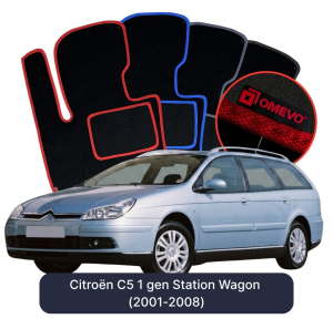 OMEVO Velours-Autofußmatten für Citroën C5 1 gen Kombi (2001-2008)