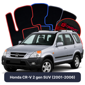 Velours-Autofußmatten OMEVO für Honda CR-V 2 gen SUV (2001-2006)