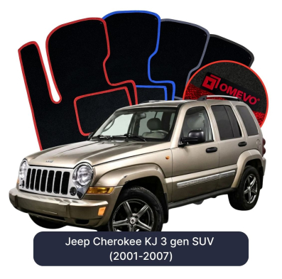 Velours-Autofußmatten OMEVO für Jeep Cherokee KJ 3 gen SUV (2001-2007)