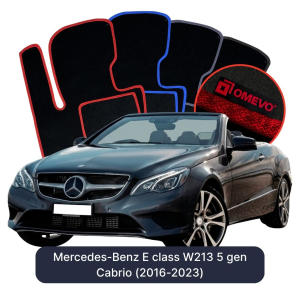 OMEVO Velours-Autofußmatten für Mercedes-Benz E-Klasse W213 5 gen Cabrio (2016-2023)
