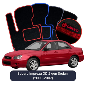 OMEVO Velours-Autofußmatten für Subaru Impreza GD 2 gen Limousine (2000-2007)