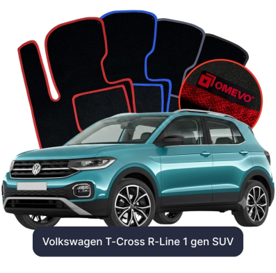 Velours-Autofußmatten OMEVO für Volkswagen T-Cross R-Line 1 gen SUV (2018-2025)