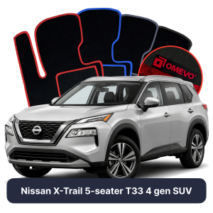 OMEVO Velours-Autofußmatten für Nissan X-Trail 5-Sitzer T33 4 gen SUV (2021-2025)