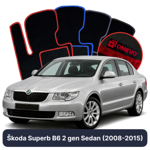 Velours-Autofußmatten OMEVO für Škoda Superb B6 2 gen Limousine (2008-2015)
