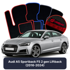 Velours-Autofußmatten OMEVO für Audi A5 Sportback F5 2 gen Liftback (2016-2024)