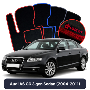 Velours-Autofußmatten OMEVO für Audi A6 C6 3 gen Limousine (2004-2011)