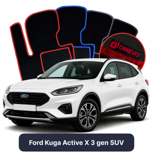 OMEVO Velours-Autofußmatten für Ford Kuga Active X 3 gen SUV (2019-2025)