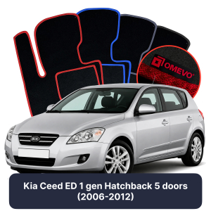 OMEVO Velours-Autofußmatten für Kia Ceed ED 1 gen Kompakt 5 Türer (2006-2012)
