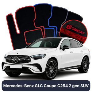 OMEVO Velours-Autofußmatten für Mercedes-Benz GLC Coupe C254 2 gen SUV (2022-2025)