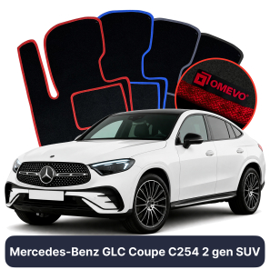 Velours-Autofußmatten OMEVO für Mercedes-Benz GLC Coupe C254 2 gen SUV (2022-2025)