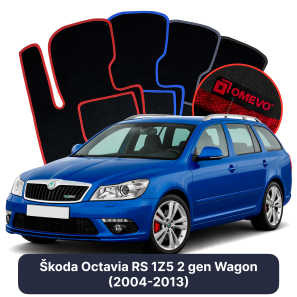 Velours-Autofußmatten OMEVO für Škoda Octavia RS 1Z5 2 gen Kombi (2004-2013)