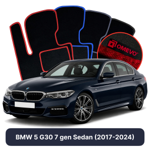 Velours-Autofußmatten OMEVO für BMW 5er G30 7 gen Limousine (2017-2024)