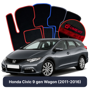Velours-Autofußmatten OMEVO für Honda Civic 9 gen Kombi (2011-2016)