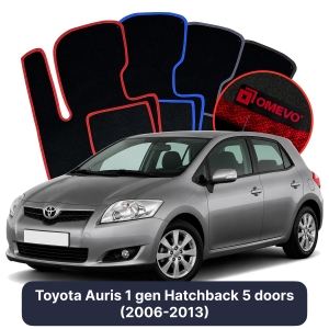 OMEVO Velours-Autofußmatten für Toyota Auris 1 gen Kompakt 5 Türer (2006-2013)