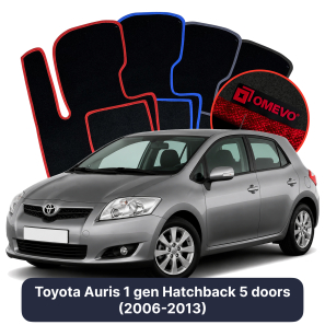 Velours-Autofußmatten OMEVO für Toyota Auris 1 gen Kompakt 5 Türer (2006-2013)