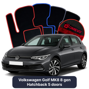 Velours-Autofußmatten OMEVO für Volkswagen Golf MK8 8 gen Kompakt 5 Türer (2019-2025)