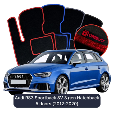 Velours-Autofußmatten OMEVO für Audi RS3 Sportback 8V 3 gen Kompakt 5 Türer (2012-2020)
