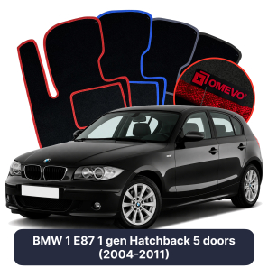 Velours-Autofußmatten OMEVO für BMW 1 E87 1 gen Kompakt 5 Türer (2004-2011)
