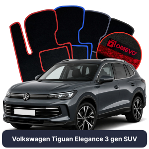 OMEVO Velours-Autofußmatten für Volkswagen Tiguan Elegance 3 gen SUV (2023-2025)