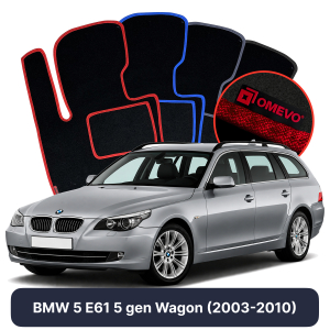 OMEVO Velours-Autofußmatten für BMW 5er E61 5 gen Kombi (2003-2010)