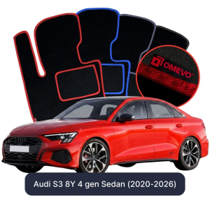 OMEVO Velours-Autofußmatten für Audi S3 8Y 4 gen Limousine (2020-2026)