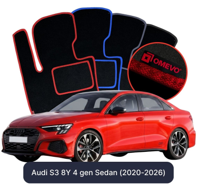 Velours-Autofußmatten OMEVO für Audi S3 8Y 4 gen Limousine (2020-2026)