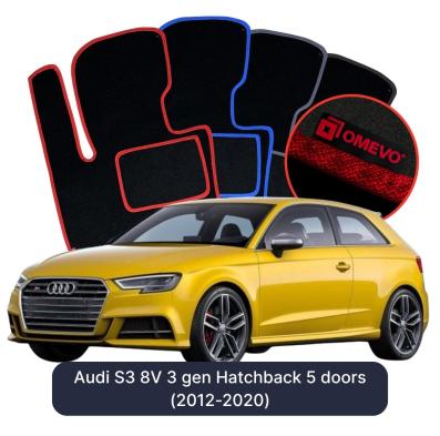 Velours-Autofußmatten OMEVO für Audi S3 8V 3 gen Kompakt 5 Türer (2012-2020)