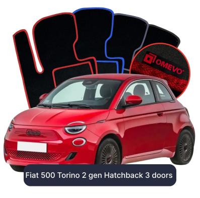 Velours-Autofußmatten OMEVO für Fiat 500 Torino 2 gen Kompakt 3 Türer (2020-2026)