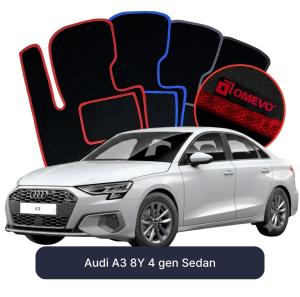 OMEVO Velours-Autofußmatten für Audi A3 8Y 4 gen Limousine (2020-2026)