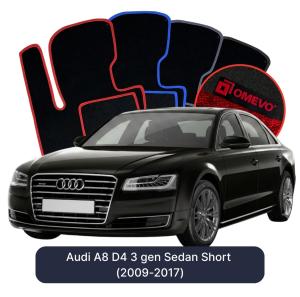 OMEVO Velours-Autofußmatten für Audi A8 D4 3 gen Limousine Kurzversion (2009-2017)