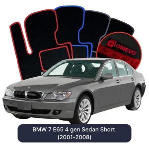 OMEVO Velours-Autofußmatten für BMW 7er E65 4 gen Limousine Kurzversion (2001-2008)