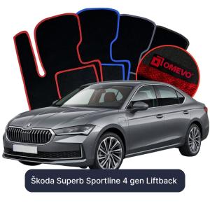 OMEVO Velours-Autofußmatten für Škoda Superb Sportline 4 gen Liftback (2023-2026)