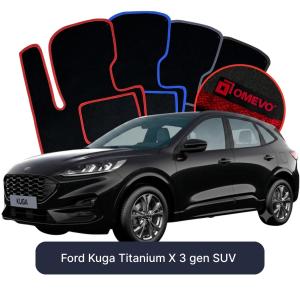 OMEVO Velours-Autofußmatten für Ford Kuga Titanium X 3 gen SUV (2019-2026)