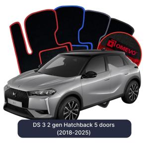 OMEVO Velours-Autofußmatten für DS 3 2 gen Kompakt 5 Türer (2018-2025)
