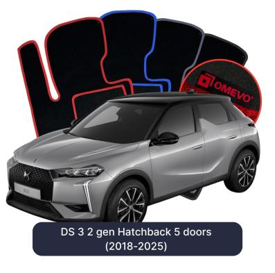 Velours-Autofußmatten OMEVO für DS 3 2 gen Kompakt 5 Türer (2018-2025)