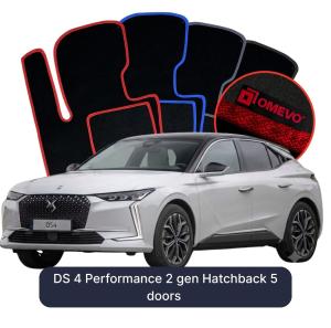 OMEVO Velours-Autofußmatten für DS 4 Performance 2 gen Kompakt 5 Türer (2021-2026)